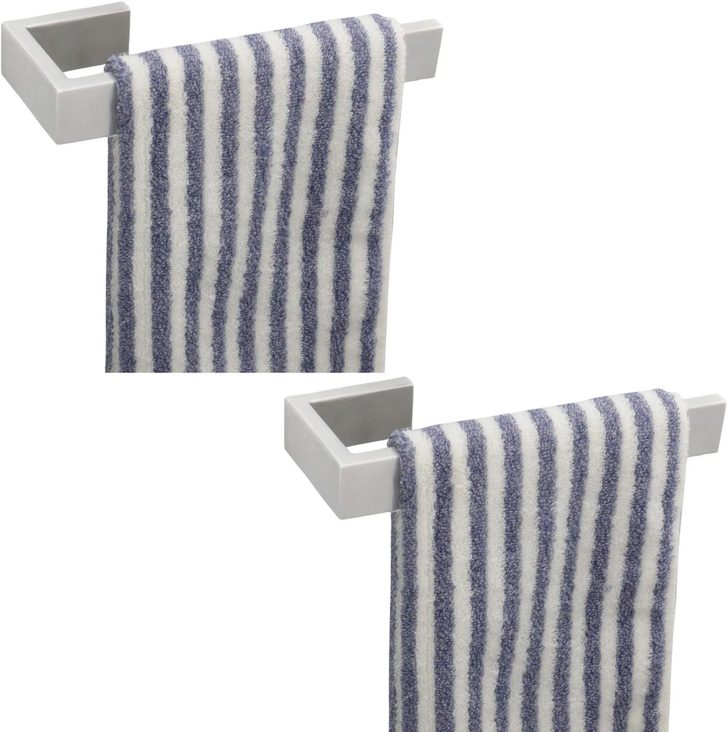 TocTen Hand Towel Holder/Towel Ring - Thicken SUS304 Stainless Steel Bathroom Hand Towel Hanger, 9 Inch Heavy Duty Wall Mounted Towel Rack, Square Hand Towel Bar for Bathroom (Brush, 2 PCS 9 in)