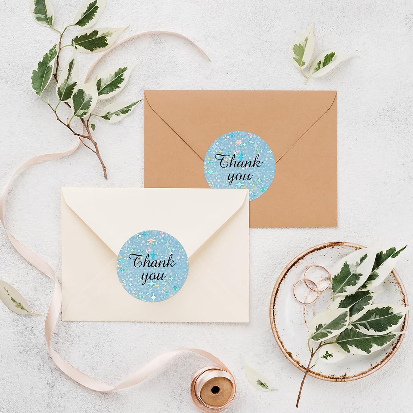 2''Holographic Thermal Label,Round Self-Adhesive Direct Thermal Label,Thermal Stickers for DIY Logo Design,Name Tag (300/Roll Blue Starry Sky