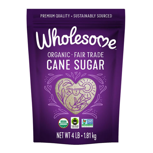 Wholesome Sweeteners 4-Pound Organic Cane Sugar, Fair Trade, Non GMO, Gluten Free & Vegan for Baking and Sweetening, 6 Pack