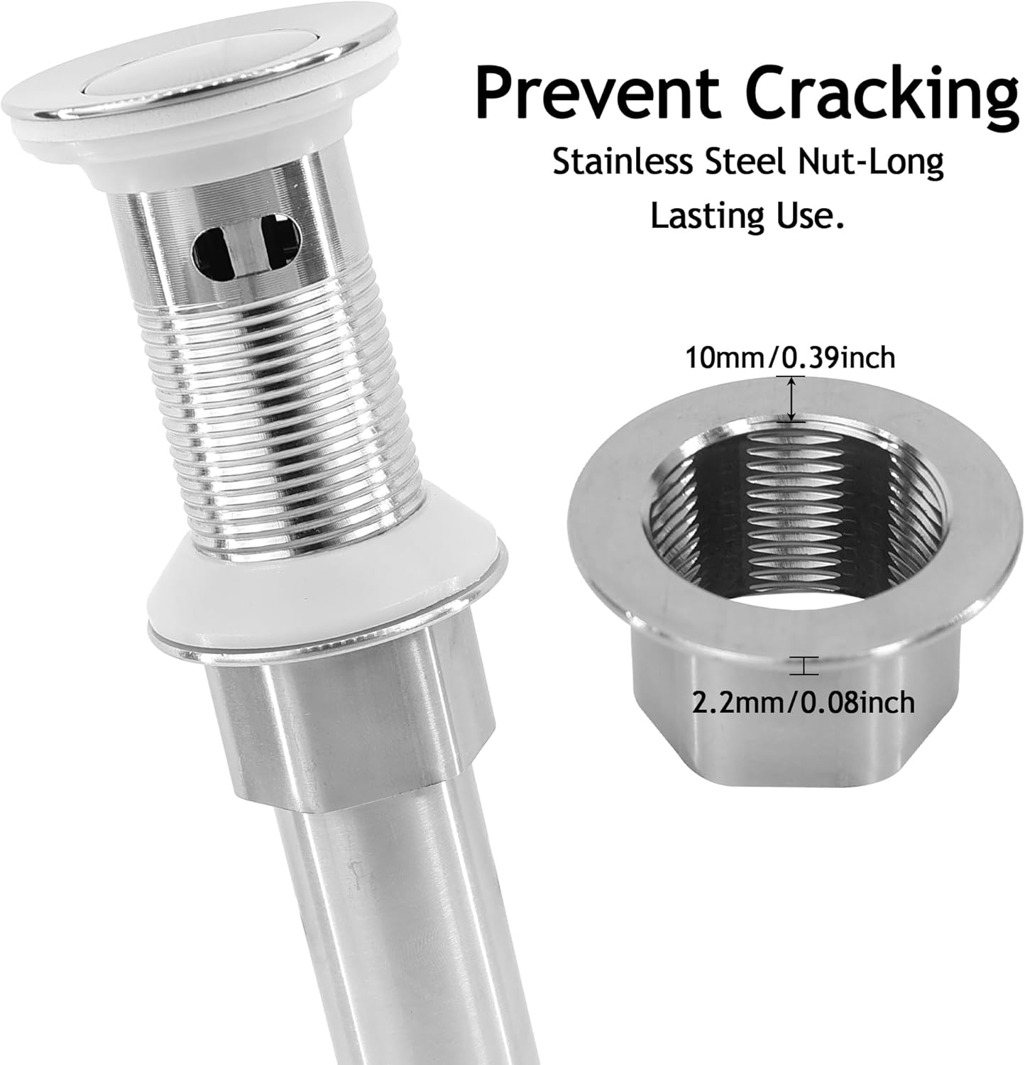 Bathroom Sink Drain,2 Pack Drain Stopper with Overflow,Small Cap Pop Up Drain Assembly with Detachable Strainer Basket,Built-in Anti-Clogging, Stainless Steel Nut Brushed Nickel