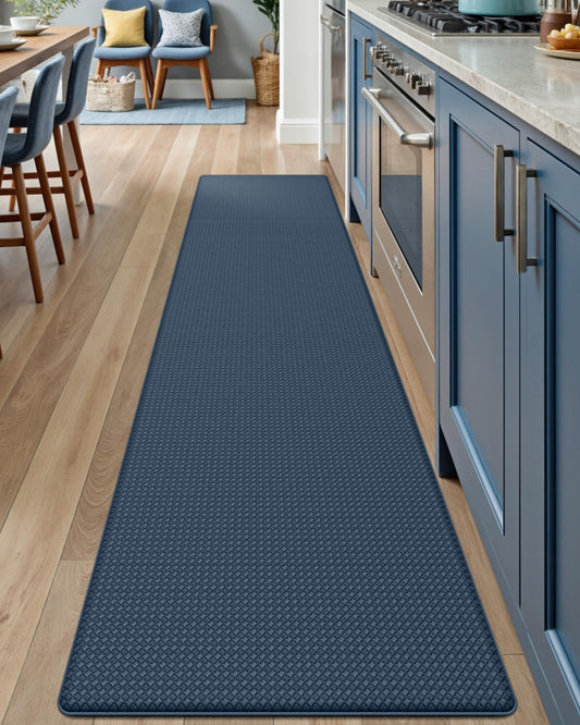 DEXI Kitchen Floor Mats Cushioned Anti Fatigue,17x79,Long Standing Runner Rug Waterproof, Comfort Memory Foam Padded for Front Sink Laundry, Navy