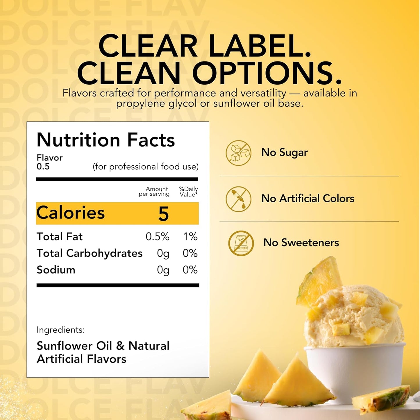 Dolce Flav Pineapple Extract – 2 Ounce Oil-Soluble Kosher, Sugar-Free, Concentrated Tropical Flavor for Candy, Chocolates & Desserts, Includes Measured Dropper