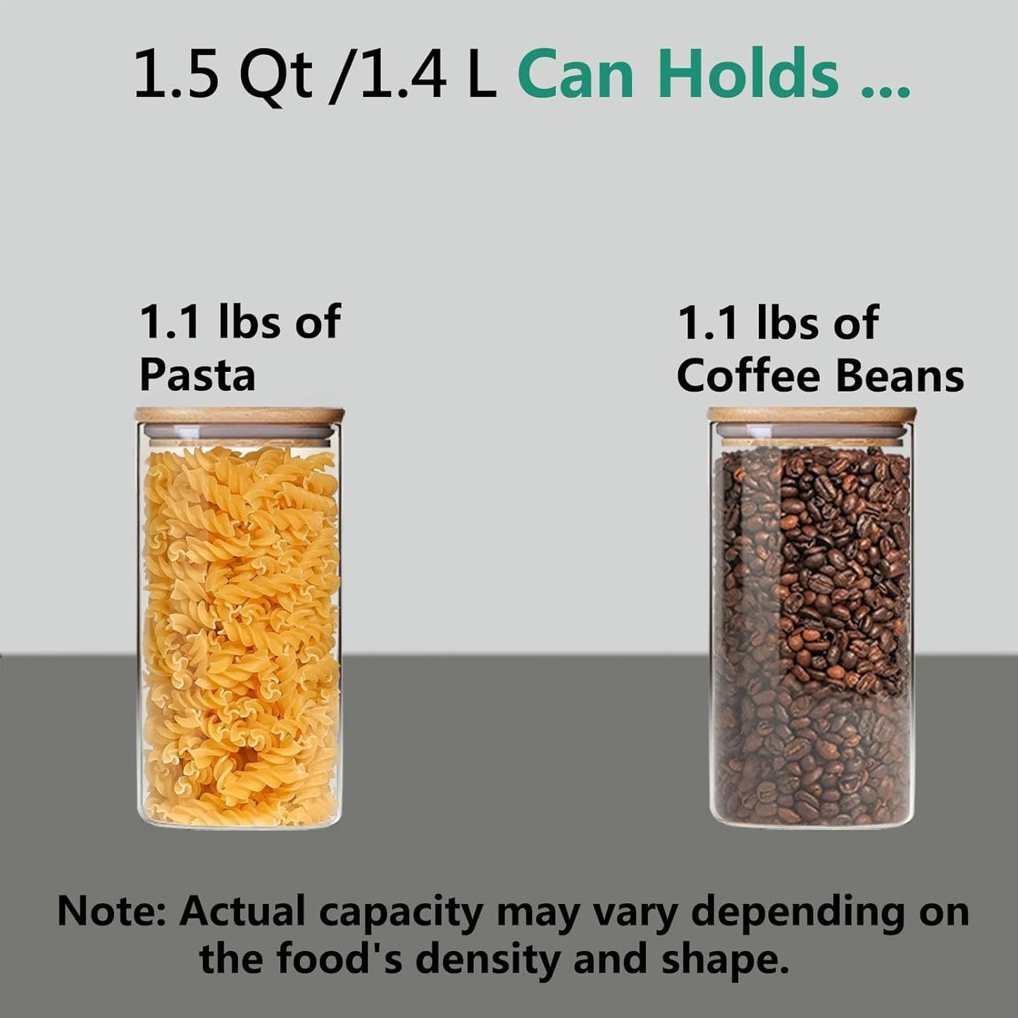 1.5 Qt Round Glass Storage Containers with Lids, Clear Food Storage Container Jar with Sealing Bamboo Lid for Noodles Flour Cereal Rice Sugar Tea Coffee Beans, Round Set of 3