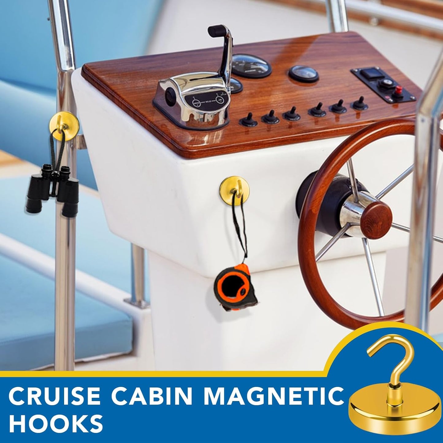 LOVIMAG Cruise Ship Essentials - 150Lbs Heavy Duty Yellow Magnetic Hooks for Cruise Cabins - Strong Hanging Hooks - 12 Pack