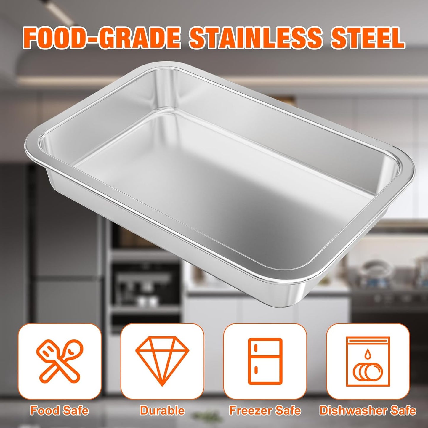 Onlyfire Stainless Steel Baking Pan Barbeque Grilling Pan for Baking Breads, Grilling Chicken, Vegetables, 12.4" X 8.5" X 1.9"