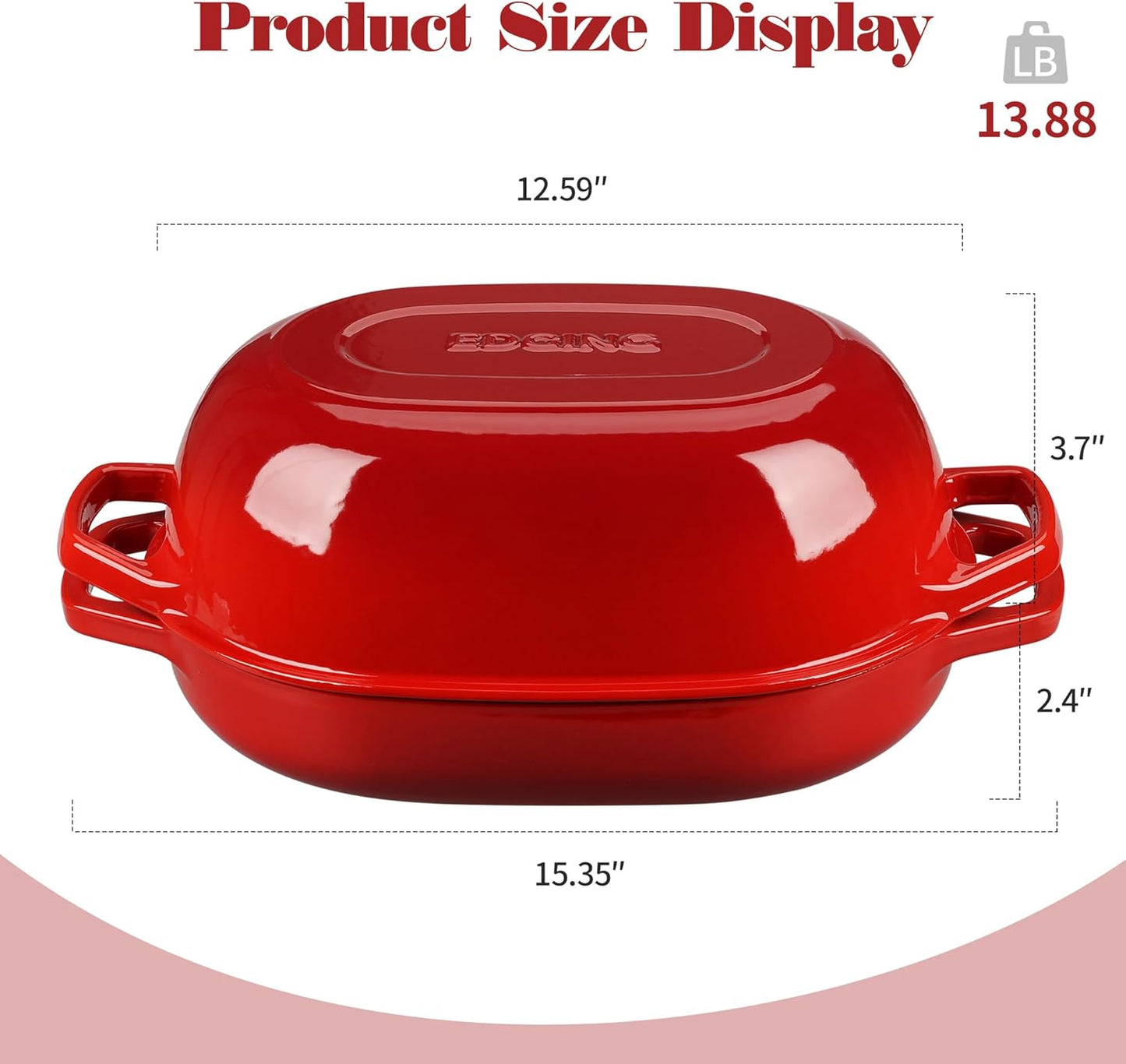 Enameled Cast Iron Dutch Oven Pot with Lid, Oval Dutch Oven for Bread Baking, Bread Oven for Homemade Sourdough Bread Baking, 7qt, Red