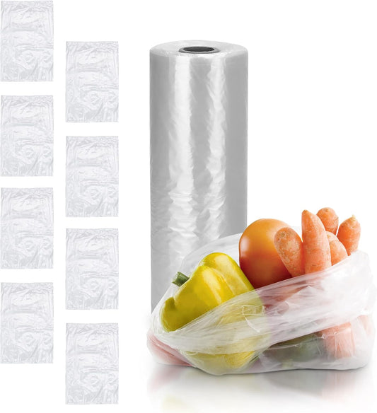 Plastic Produce Bag on a Roll, 11 x 17 Inch. Roll of 610 Clear Food Storage Bags, 0.5 Mil. Roll of Plastic Bags for Food. Clear Food Bags. Plastic Food Bags for Meat, Fruits, Meals