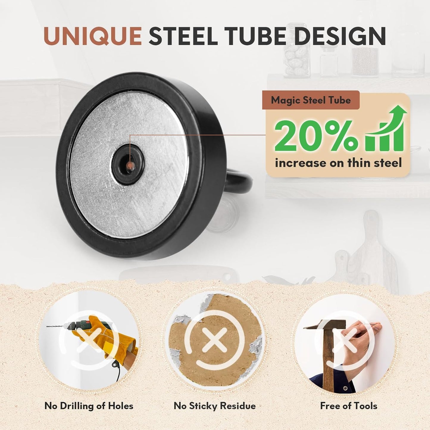 Neosmuk Magnetic Hooks, Cruise Ship Essentials, 100lb+ Heavy Duty Magnetic Hooks for Cruise Cabins, Refrigerator, Grill, Hanging, and Travel | Extra Strong Must-Haves Magnet Hook,Gold