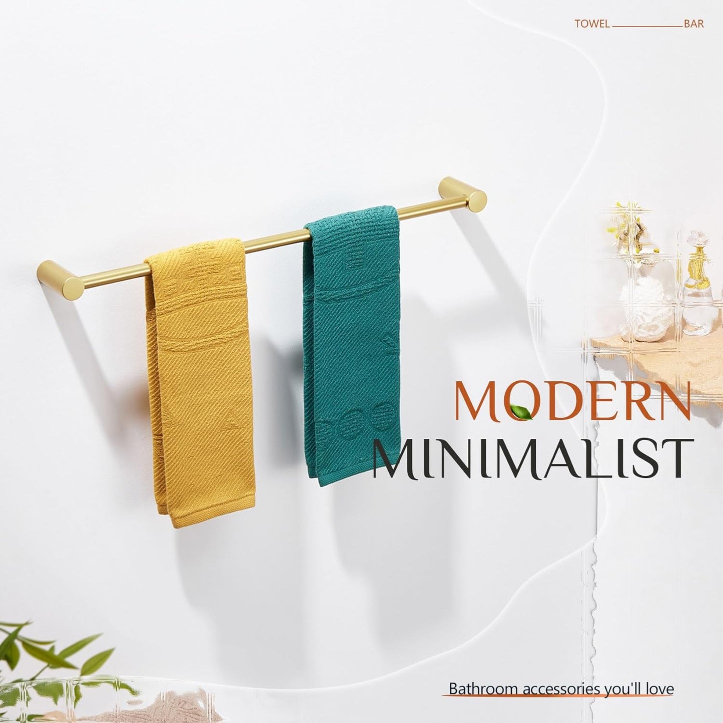 KOKOSIRI Bathroom Towel Bar 20'' Hand Towel Holder Rack for Lavatory and Bathroom Hardware Wall Mounted Brushed Gold Stainless Steel, B4007BG-L20