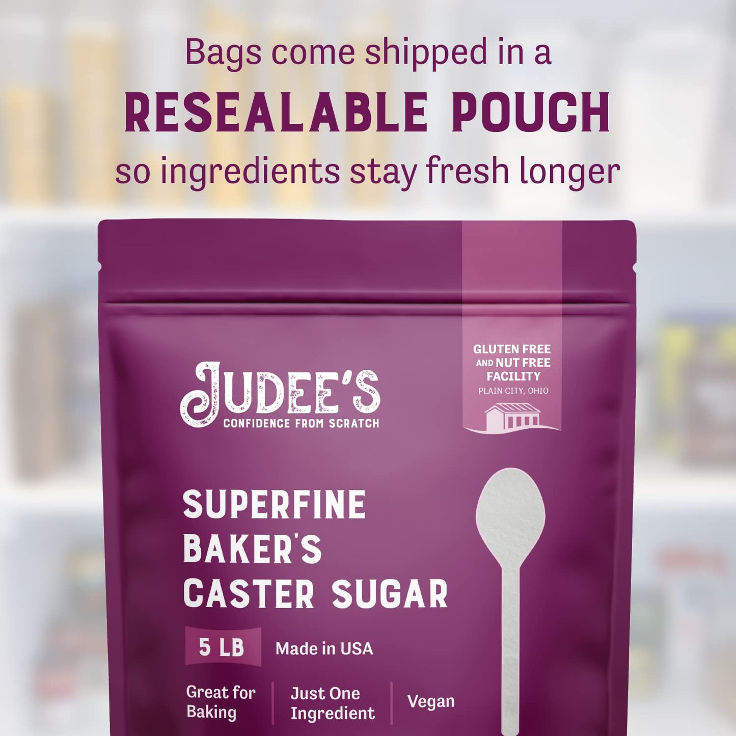Judee's Gluten Free Superfine Caster Sugar - 5 lbs Delicious & Gluten-Free - Baker's Superfine Sugar for Homemade Treats, Baked Goods, and Toppings - Airy & Smooth for Baking