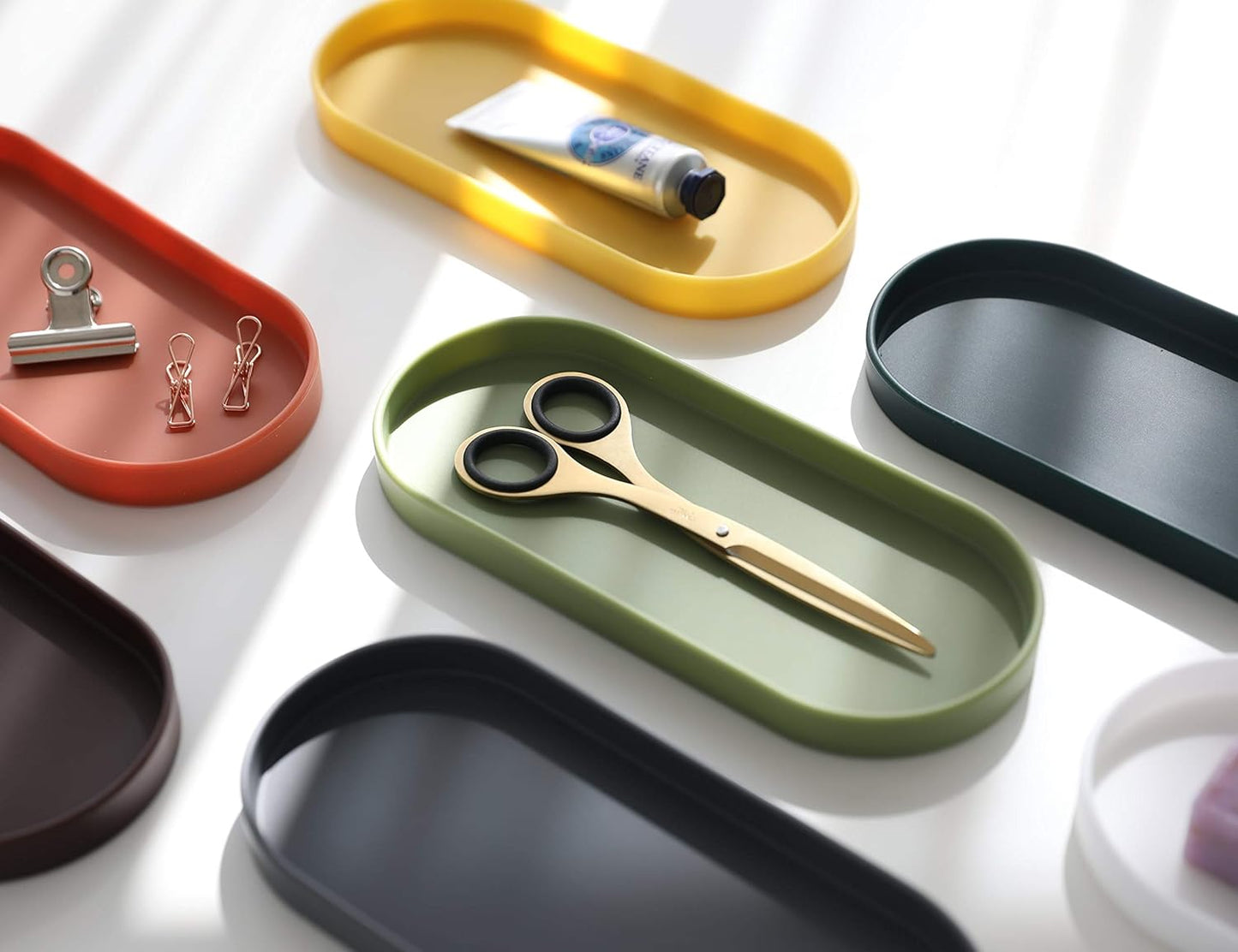 Lazy K Silicone Tray - Small Vanity Tray Organizer - Spoon Rest Holder - Multi-Purpose Modern Kitchen Sink, Bathroom, Counter Organizer (Forest Green)