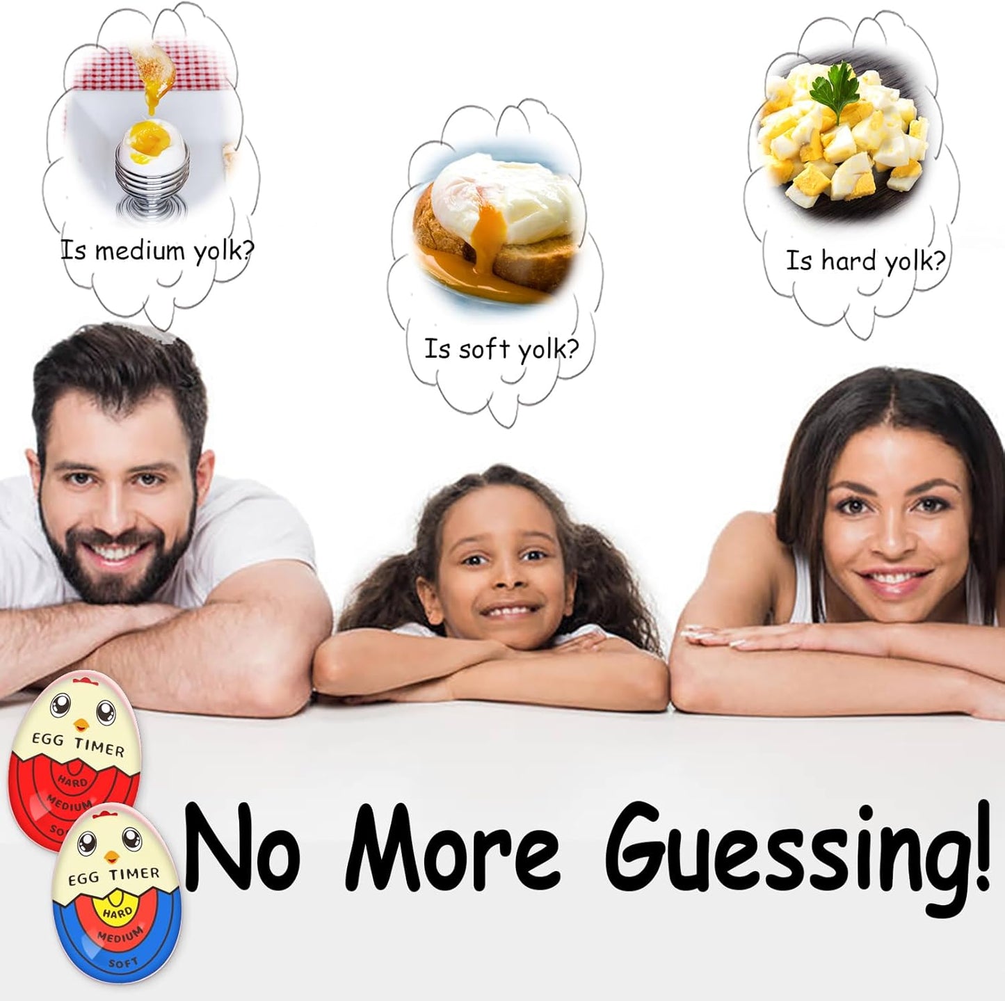 Lasubst Egg Timer That Goes in Water for Soft Medium Hard Boiled Eggs, 1 Red 1 Color