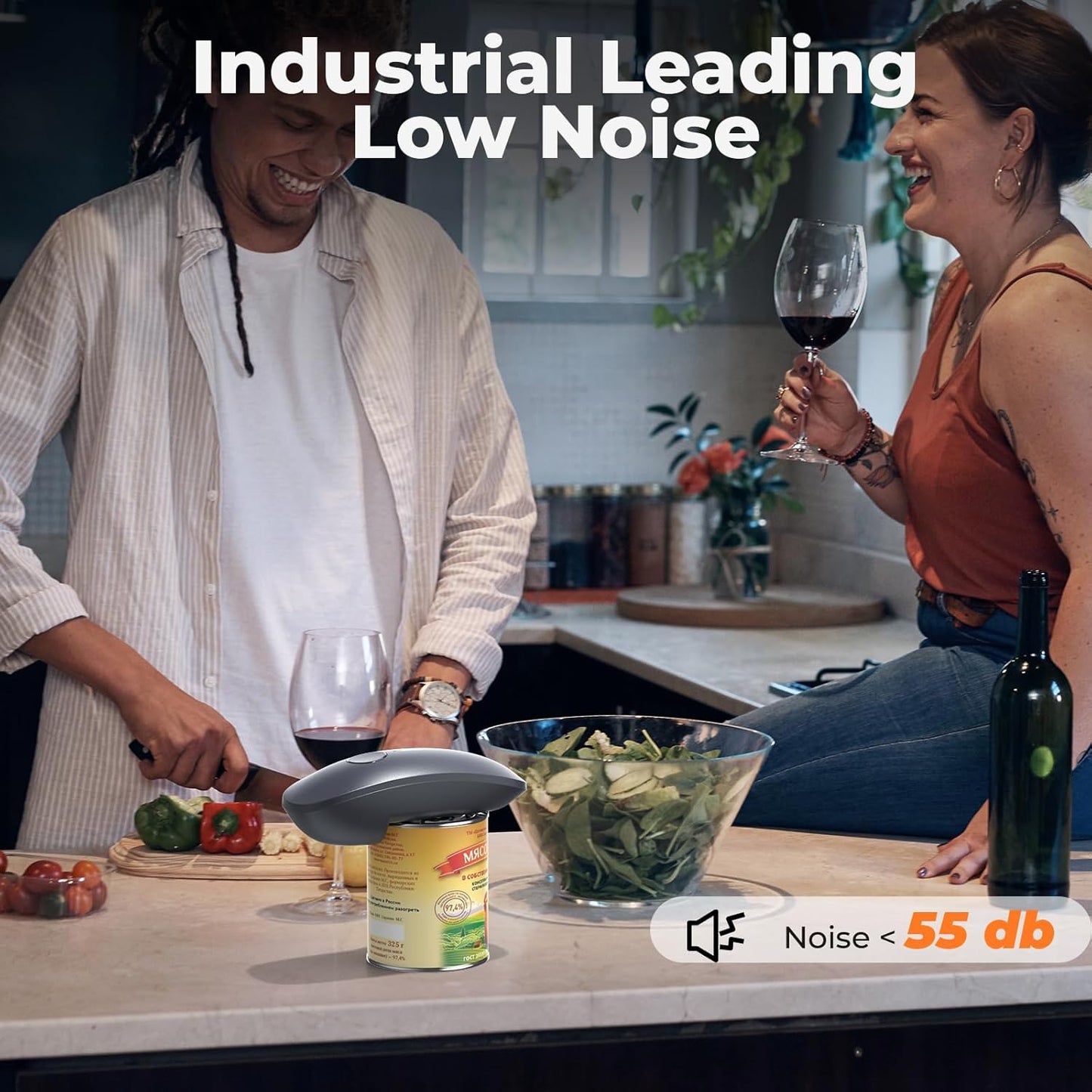 Ultrablde SE - USB Rechargeable Electric Can Opener for Kitchen for Seniors with Arthritis- Cordless Battery Powered Automatic, Side Cut, Smooth Edge, Handsfree, for Small or Large Cans, Grey