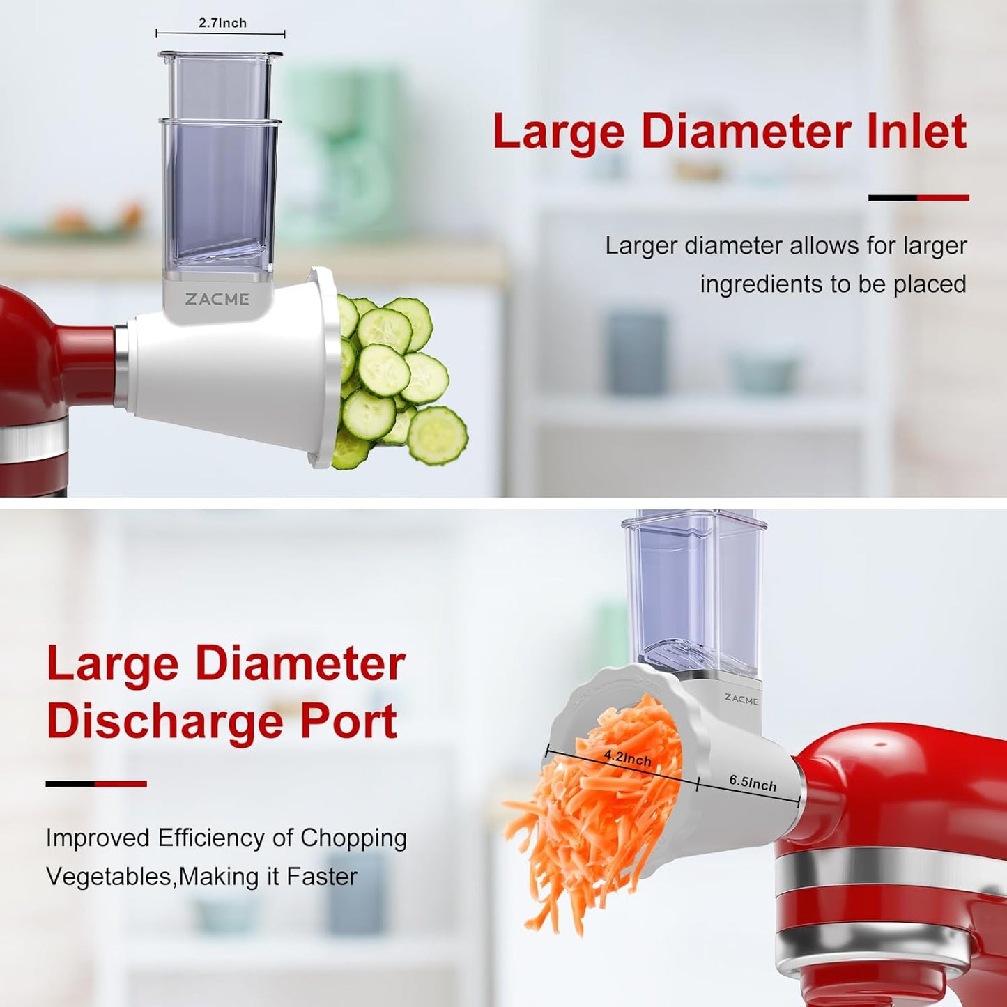 Updated Shredder Cheese Grater Attachment for KitchenAid Stand Mixers, Salad Machine with Vegetable Slicer, Salad Maker, Food Slicers Slicer Shredder Attachment with 3 Blades Dishwasher Safe