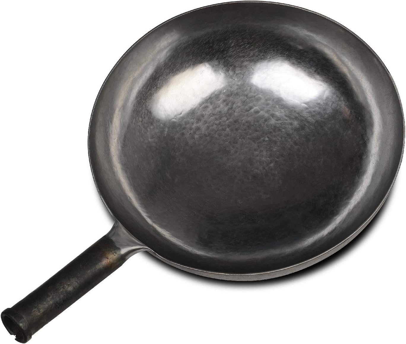 臻三环 ZhenSanHuan Chinese Hand Hammered Iron Woks and Stir Fry Pans, Non-stick, No Coating, Carbon Steel Pow (32CM, Silver - Not Seasoned)