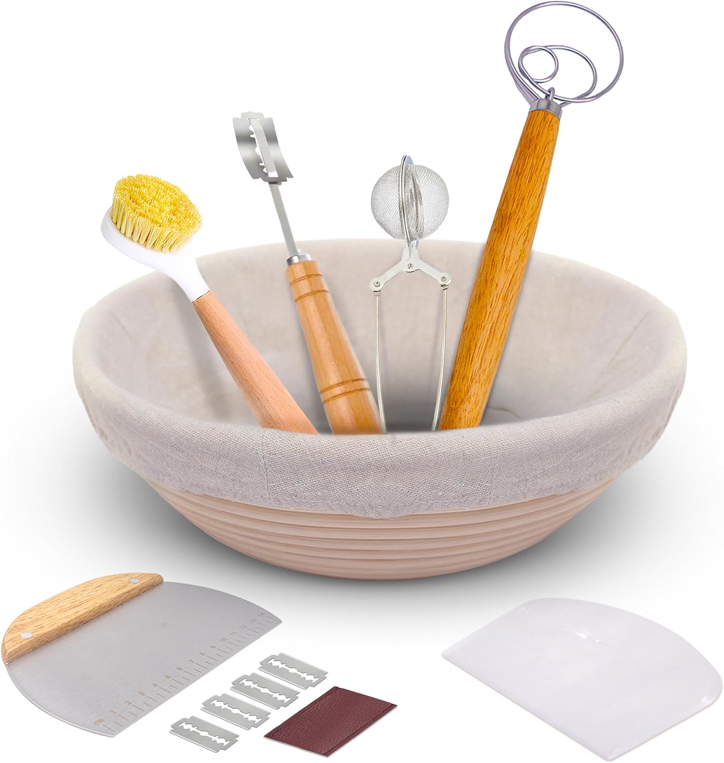 Trailblaze Banneton Bread Proofing Basket - Sourdough Bread Baking Supplies – Sourdough Starter Kit – Sourdough Proofing Basket Gift for Bakers - Round Bread Basket (9 Inch)