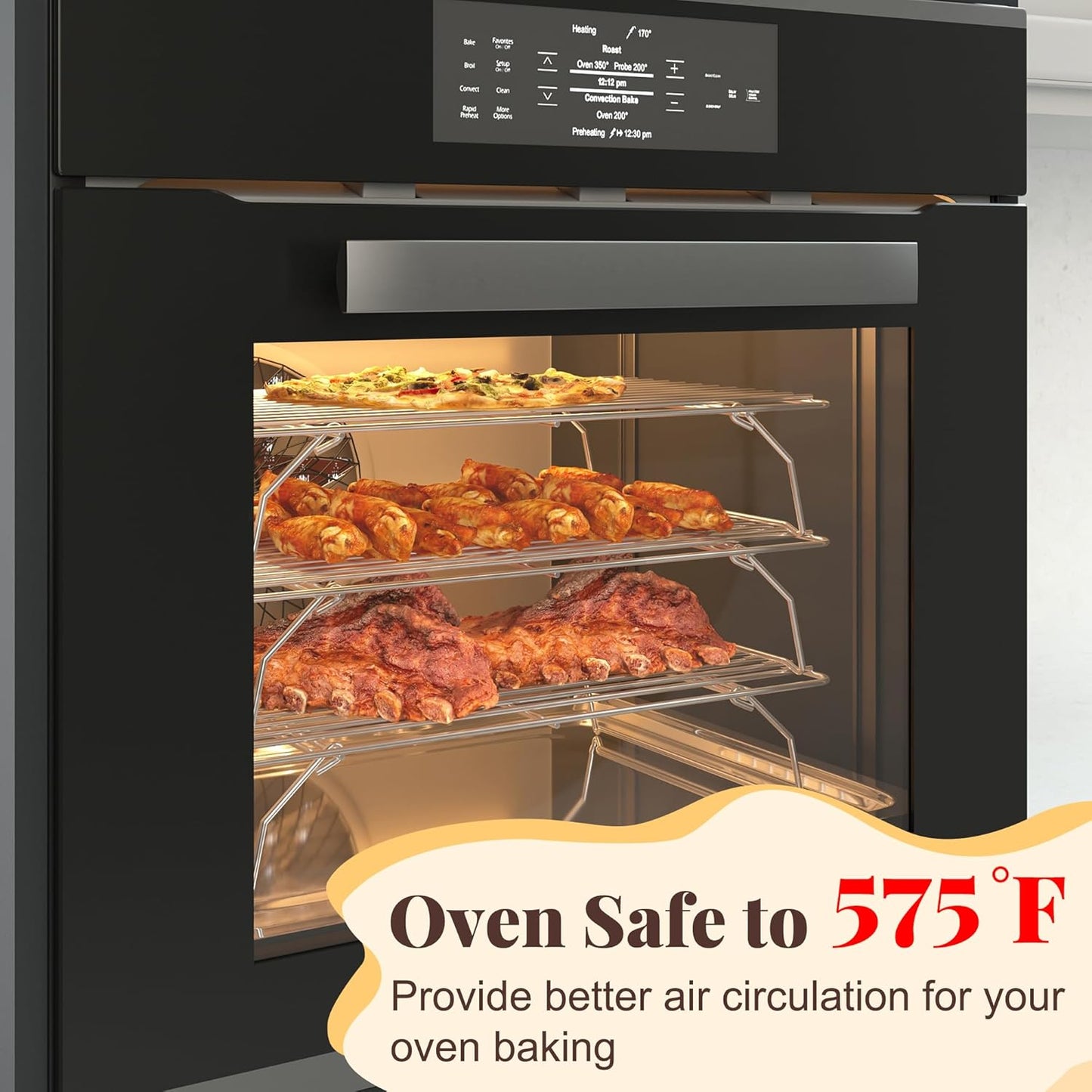 Cooling Racks for Cooking and Baking - 3 Tier Stackable Grid Wire Baking Rack for Oven Cooking, Baking, Grilling, Roasting -Dishwasher Safe Bacon Rack