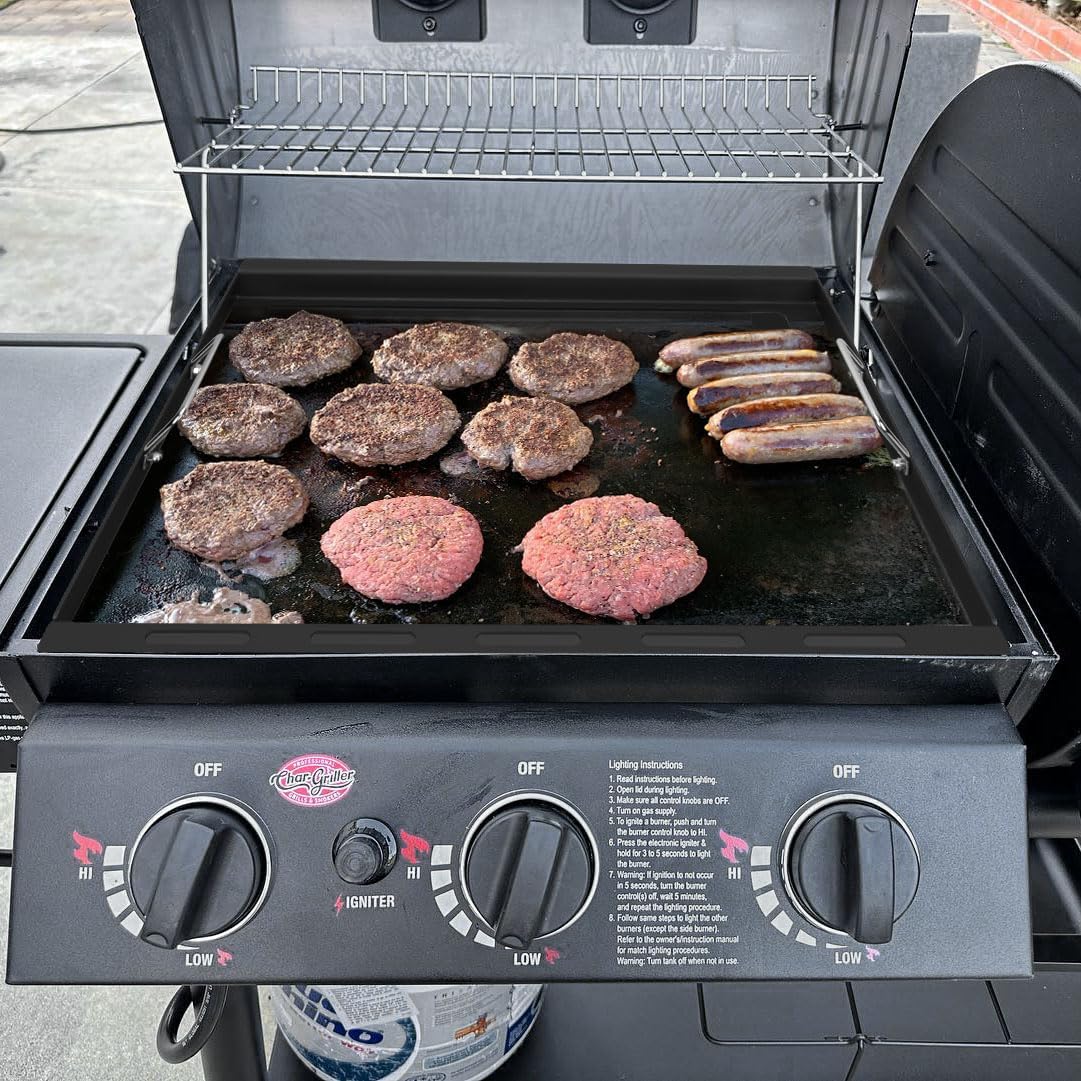 Griddle Inserts for Chargriller, Flat Top Griddle for Char-Griller 5050, 3001, 5650, 3030, 3725, King Griller 3008, 5252 Grill Models, Replacement Part for Char Grille Grates, Carbon Steel