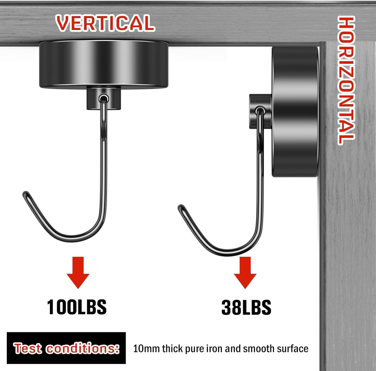 FINDMAG 100 LBS Magnetic Hooks, Super Strong Magnet with Hook for Cruise Cabins, Magnetic Hooks Heavy Duty for Classroom, Black Swivel Swing Hook for Hanging, Cruise, Locker Accessories, Refrigerator