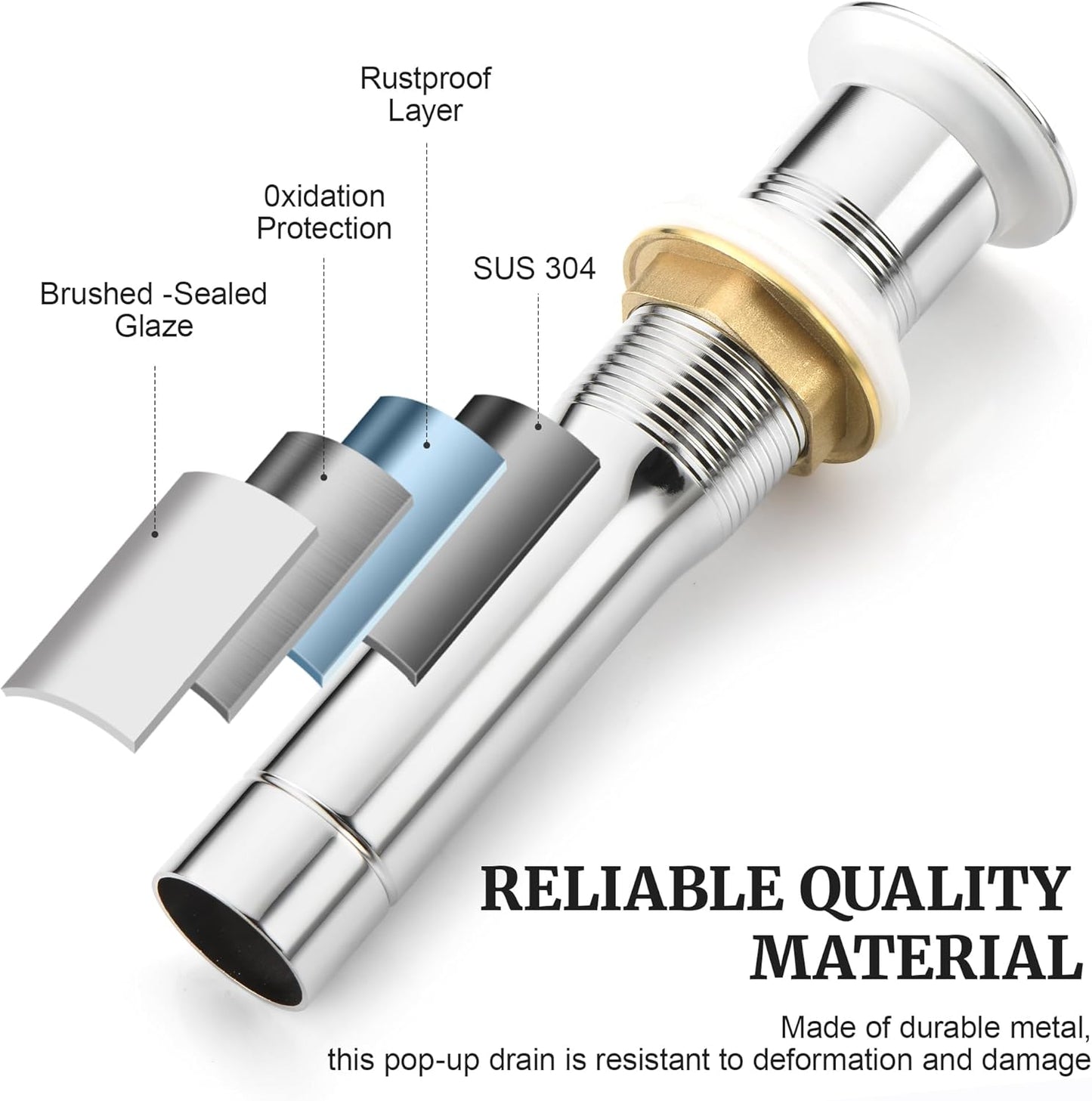 Pop up Sink Drain Stopper for Bathroom Vessel Vanity Sink Art Basin Chrome, Small Cap Without Overflow, Metal Pop-up Drain Strainer with Detachable Basket Stopper