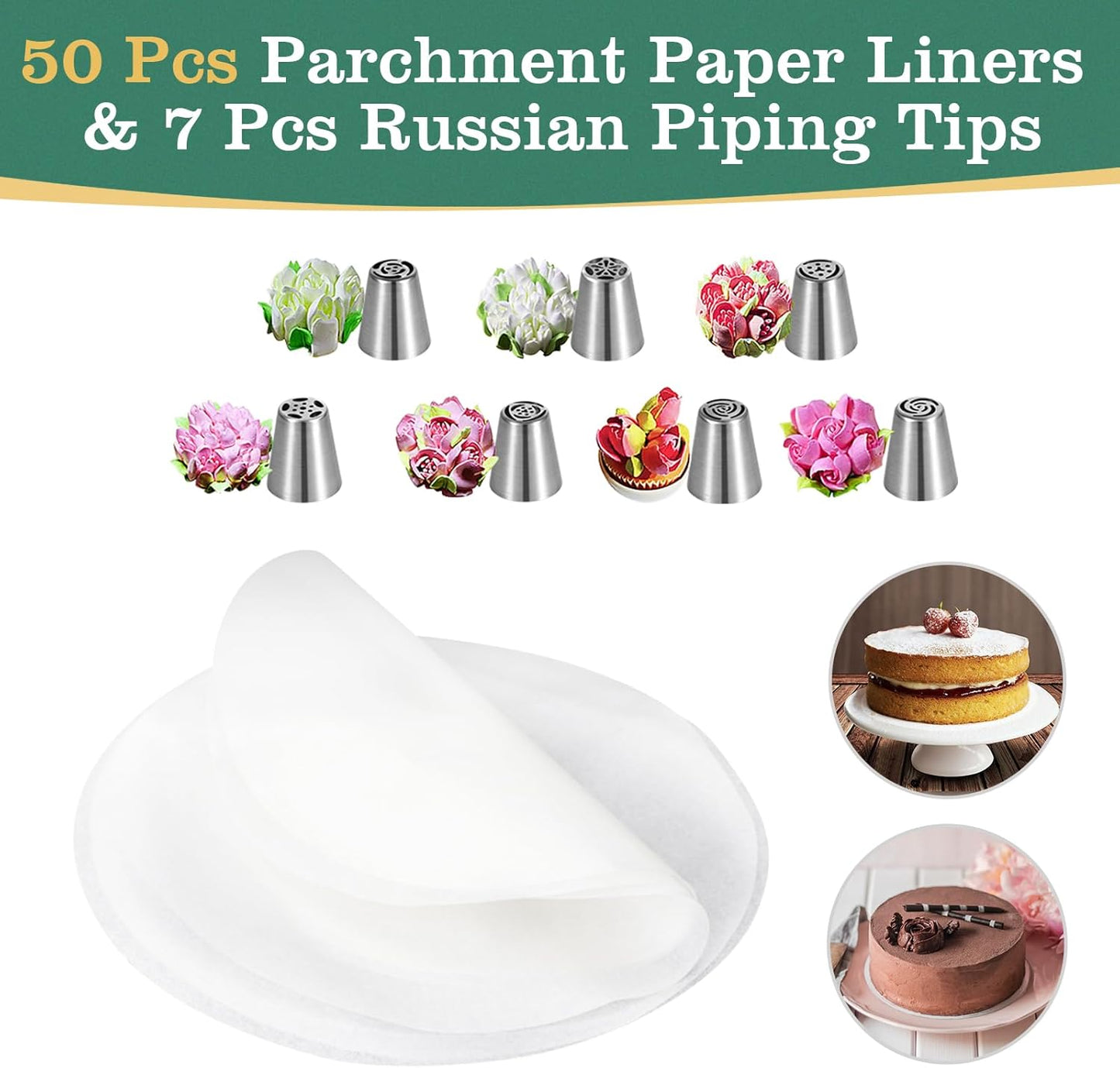 4" 7" 9" 10" Springform Pans Set of 4, Stainless Steel Cheesecake Pan with Removable Bottom, Leakproof & Nonstick Springform Cake Mold for Baking with 50 Pcs Paper Liners