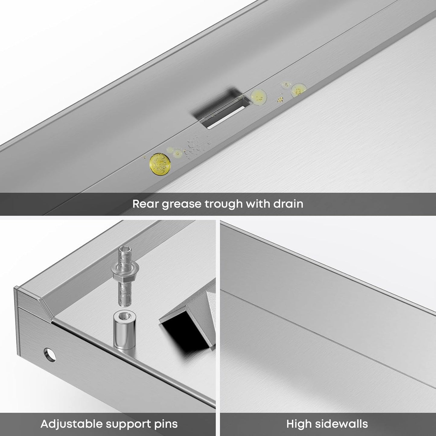 Stanbroil Stainless Steel Flat Top Griddle for Blackstone 17 Inch Tabletop Grill Station, Griddle Replacement Top with Rear Grease System