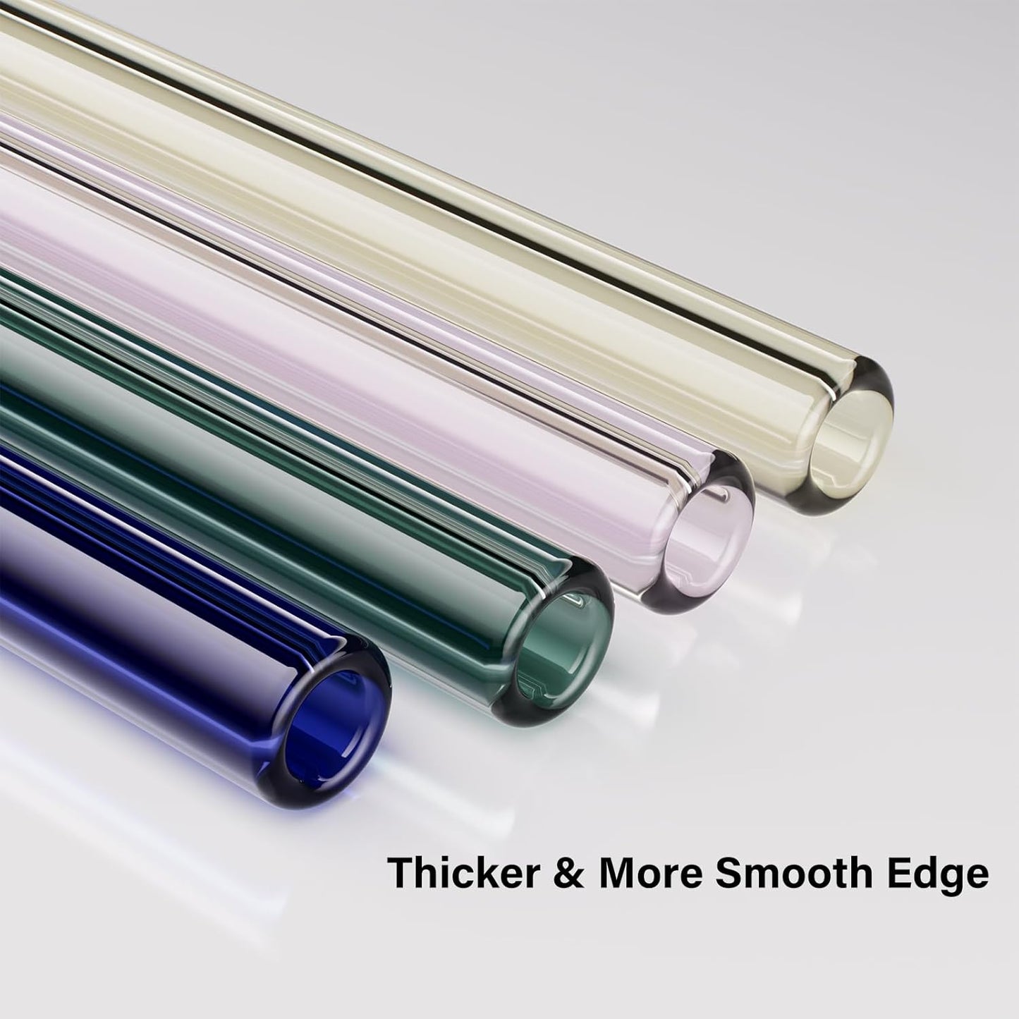 Reusable Glass Straws Clear Twist Shape Sets of 8 with 4 Bent and 4 Straight Straws & 2 Cleaning Brushes, 8 Inch x 0.3" Thick Glass Drinking Straw for Tumblers Gift Wrap Dishwasher Safe