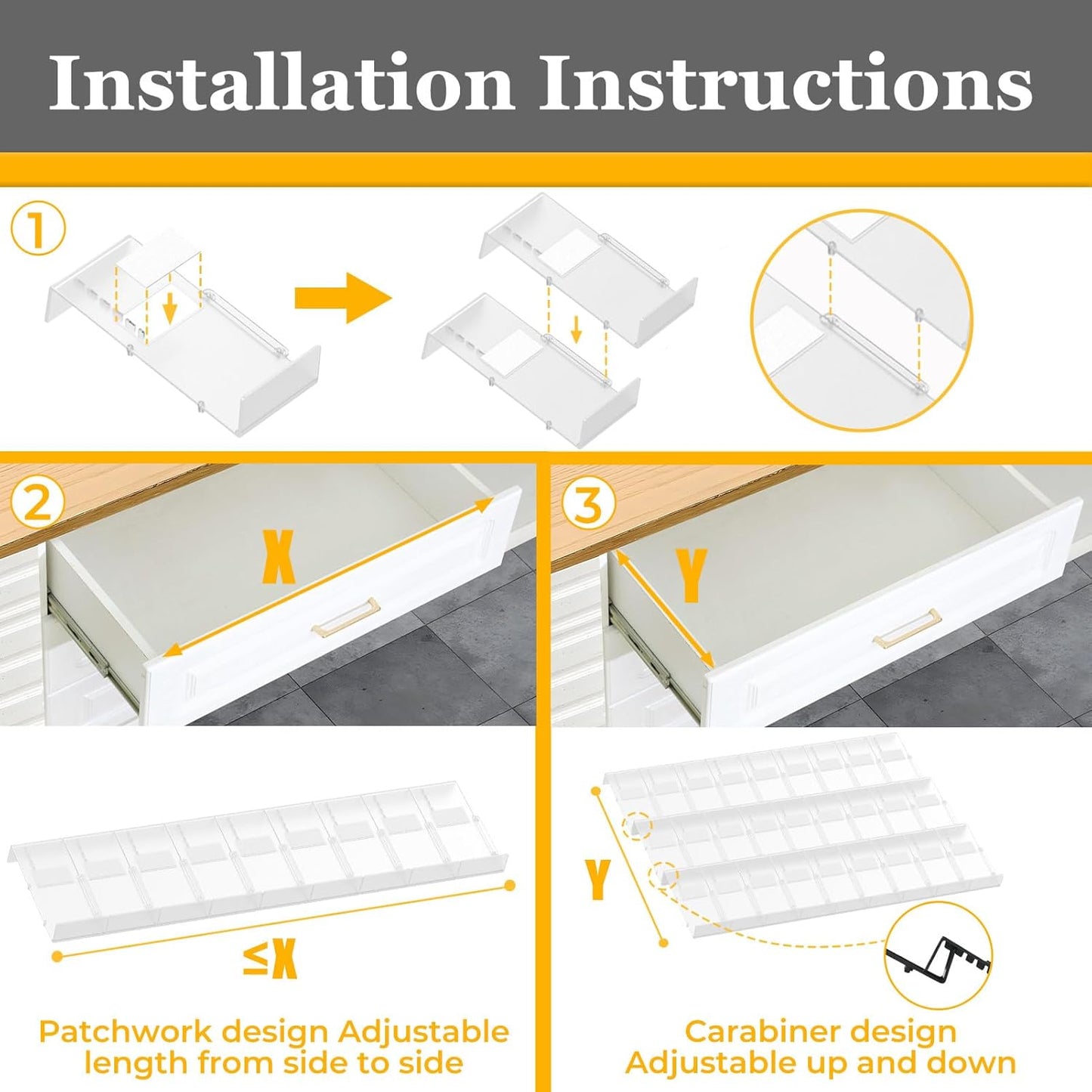Famhap Spice Drawer Organizer, 36PCS Interlocking Expandable Seasoning Rack Tray Insert for Kitchen Drawers, Spice Rack Drawer for Spice Jars