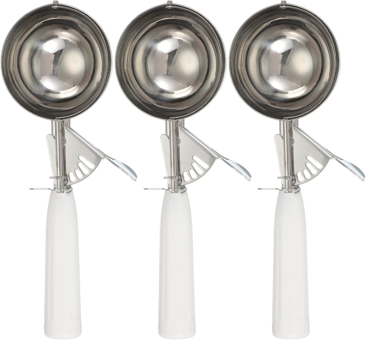 uxcell 3 Pcs Cookie Scoops, Ice Cream Scoop with Trigger for Baking Cookie Dough Rice Pudding Kitchen Gadget, White