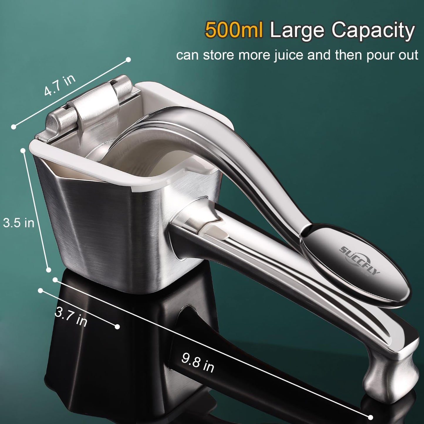 Lemon Squeezer - Stainless Steel Citrus Juicer, Heavy Duty Manual Juicer for Lemons, Limes, Oranges, Pomegranates (5 Year Warranty)