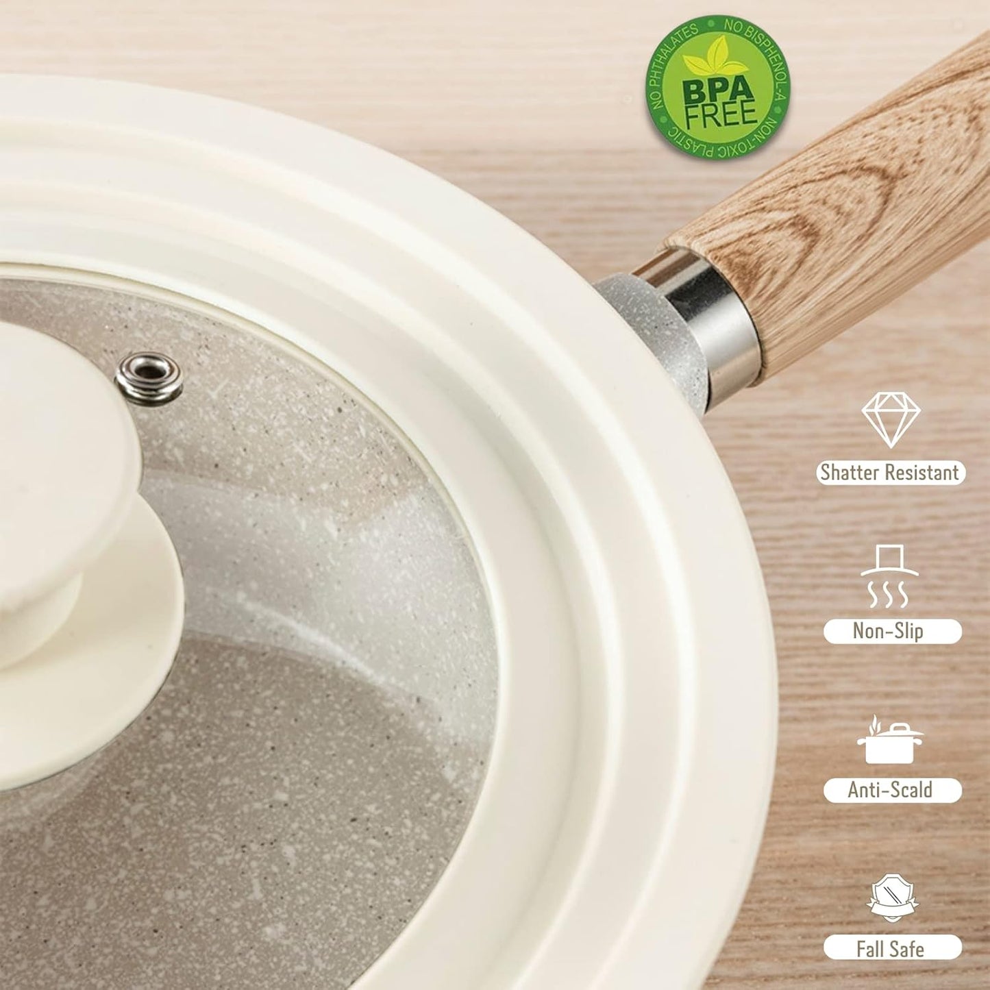 J&C LIFE Universal Lid for Pots, Pans and Skillets-Fits 10 to 12 Inch Pots and Pans, Tempered Glass Heat Resistant Silicone Frying Pan Lid, Dishwasher Safe, Replacement Lid