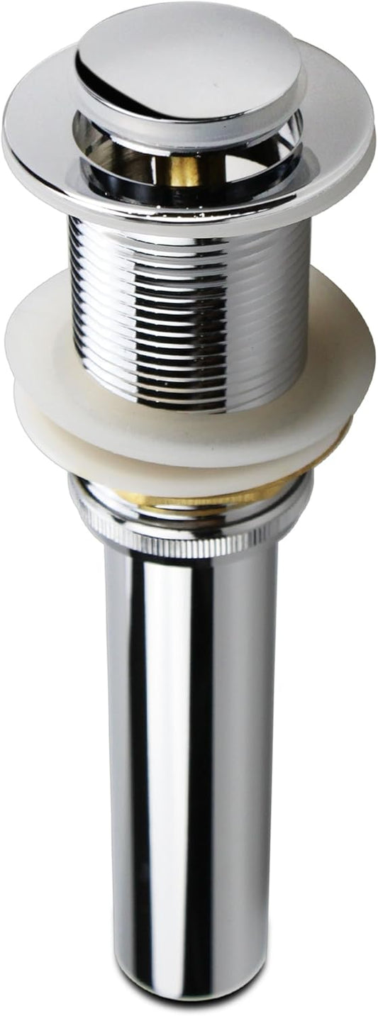 Polished Chrome Pop Up Sink Drain without Overflow, Bathroom Faucet Vessel Vanity Sink Drain Stopper