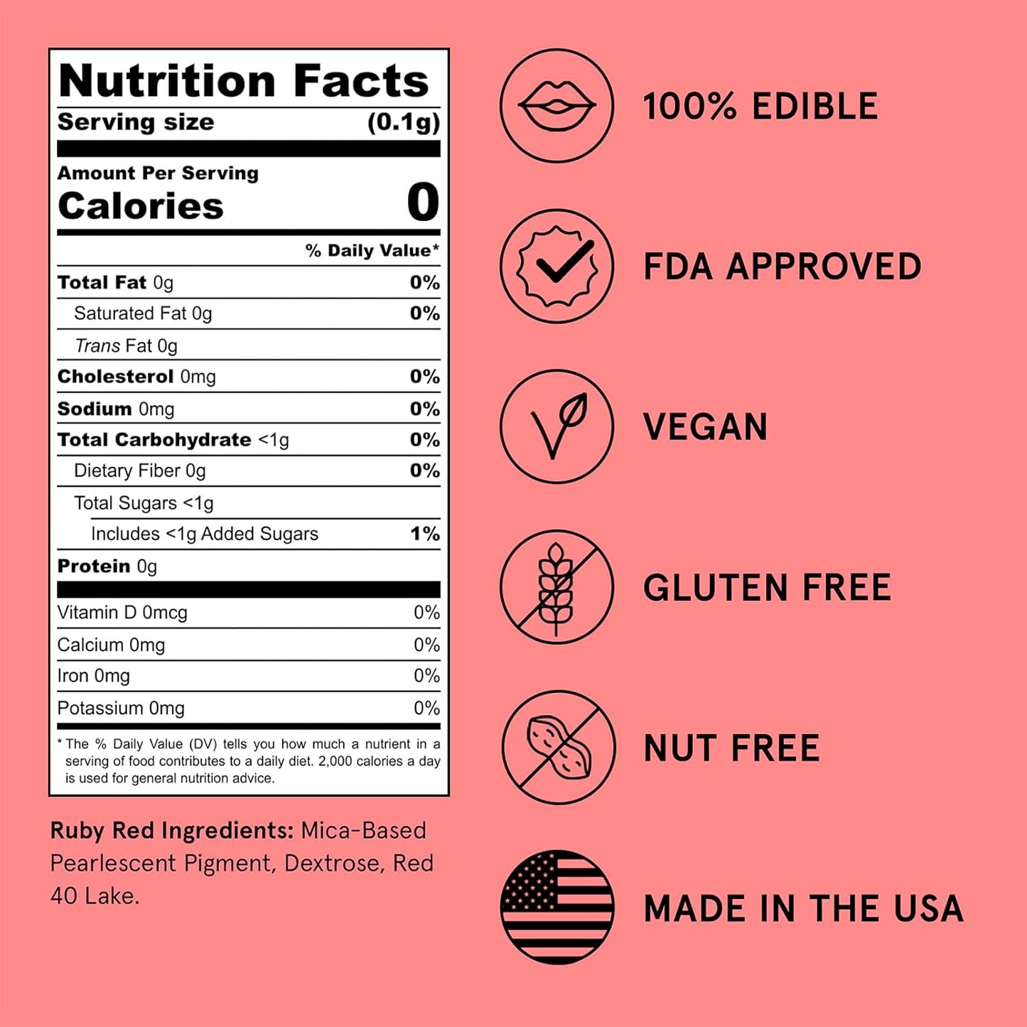 Fancy Sprinkles Ruby Red Premium Edible Glitter, 100% Edible Glitter for Sparkling Food & Drinks No Taste or Texture (4gm)