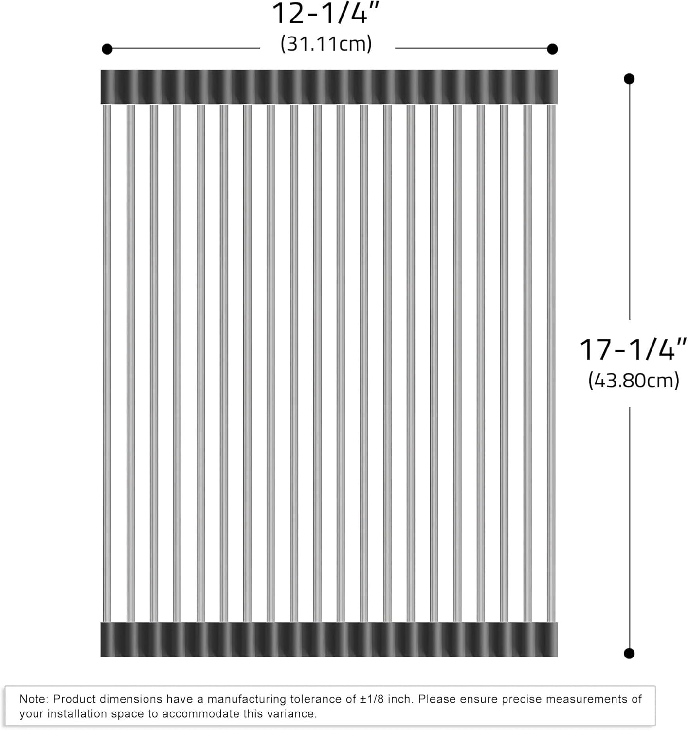 Dowell Over The Sink Roll Up Dish Drying Rack, 304 Stainless Steel, 20 Tubes, Dishwasher Safe, Food Safe, Heat Resistant, Foldable, Space-Saving, Sturdy, Multi-Purpose Sink Organizer