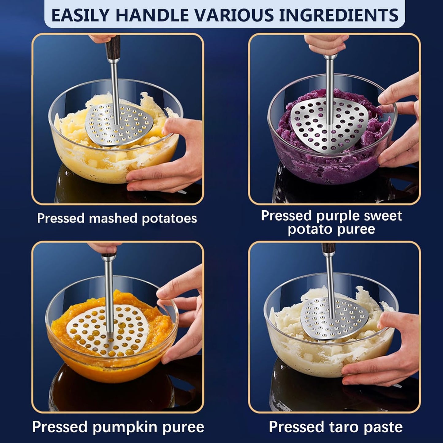 Sturdy Potatoes Masher, Aplastador de Papas, Small Hole Masher, Hand Bean Smasher Tool with Good Grip Handle, Potato Crusher Integrated Kitchen Tools for Cooking