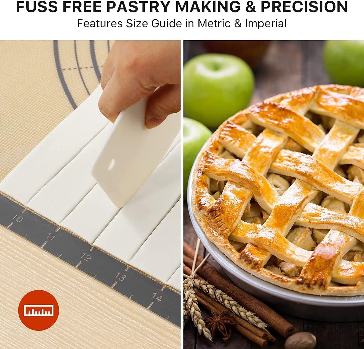 Baking Mat, 26" x 16" Large Silicone Non-slip Baking Pastry Mat with Measurement, Non Stick Silicone Mats for Kitchen Counter, Fondant Mat, Counter Mat, Dough Rolling Mat, Oven Liner, Pie Crust Mat