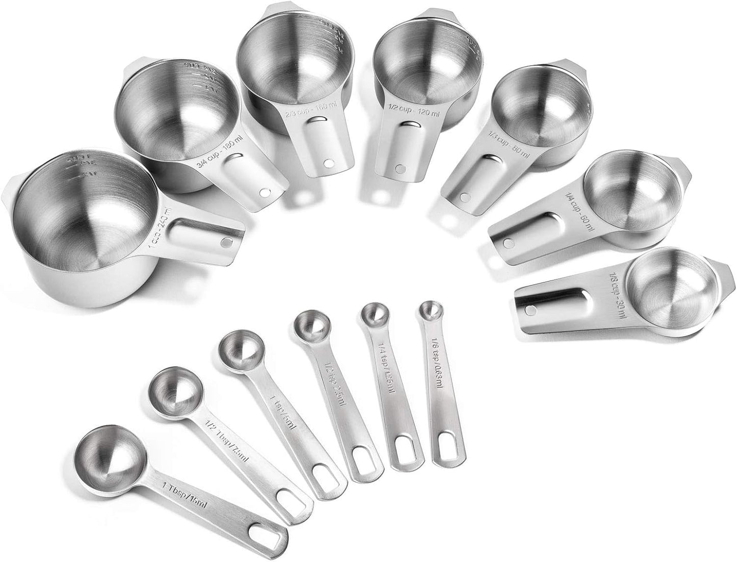 Last Confection 13pc Stainless Steel Measuring Spoon & Cup Set - Kitchen Measurements for Dry Spices and Liquid Cooking & Baking Ingredients