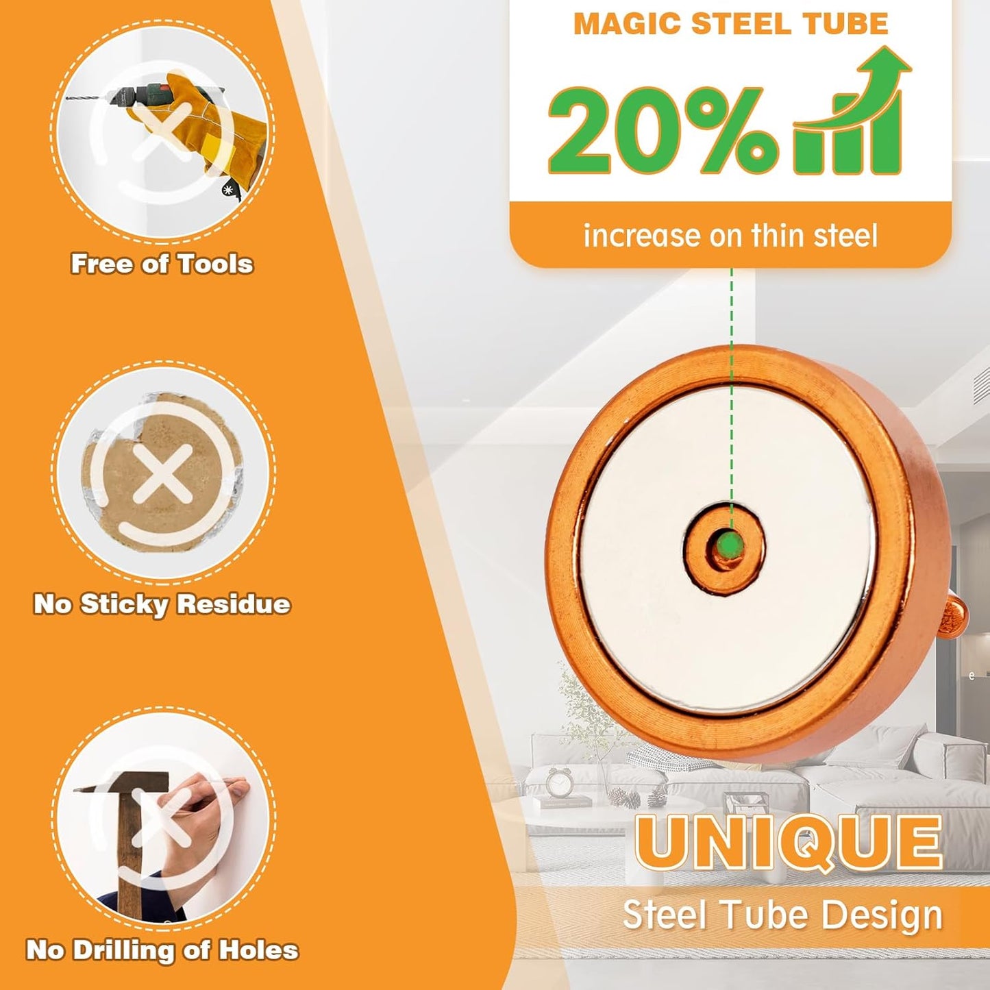 Neosmuk Magnetic Hooks, Cruise Ship Essentials, 100lb+ Heavy Duty Magnetic Hooks for Cruise Cabins, Refrigerator, Grill, Hanging, and Travel | Extra Strong Must-Haves Magnet Hook,Gold