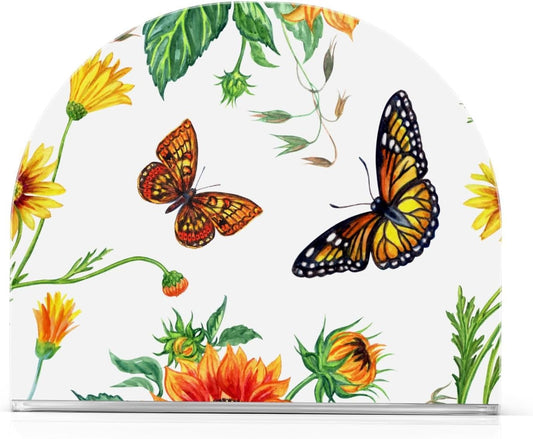 Sunflowers and Butterflies Napkin Holder for Table Paper Napkins Holder Acrylic Tissue Dispenser Kitchen Dining Room Bathroom Party Car Decor