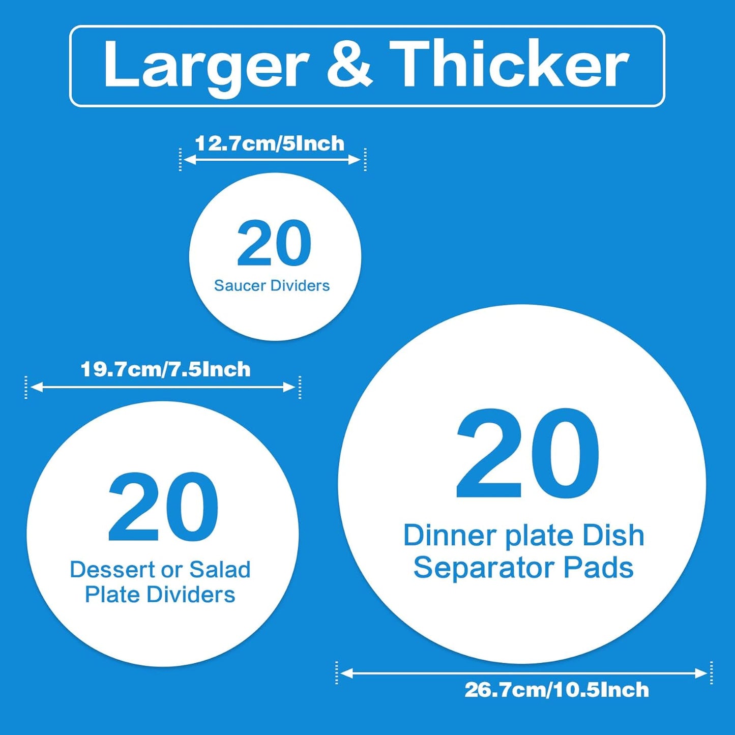 Imncya Plate Separators Storage, Set Of 60 And 3 Different Size, Thick and Premium Soft Felt Plate Dividers For China, Dish, Coffee Saucers Protecting and Stacking