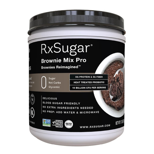 RxSugar Brownie Mix Pro | 10 Billion CFU Probiotic & Prebiotic Fiber | 1.7 lbs | 0 Net Carbs | Chocolate Mug Brownie Made with Allulose