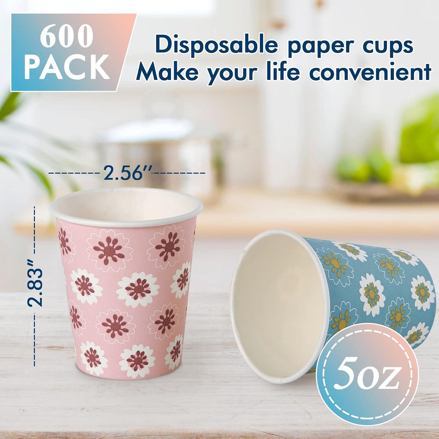 600 Pack 5oz Paper Cups, Bathroom Cups, Mini Mouthwash Cups, Colorful Disposable Cups, Hot Drinking Cup for Travel, Party and Event