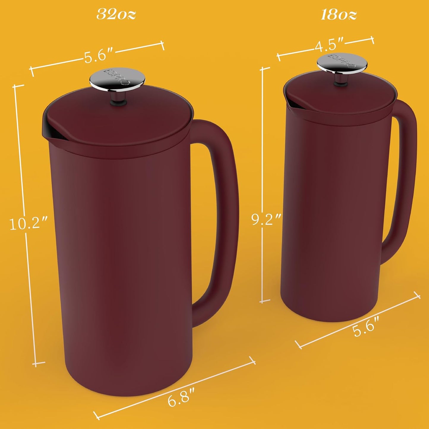 ESPRO P7 French Press Coffee Maker - Double-Walled Stainless Steel Insulated with Micro-Filter, 18 Ounces, Cranberry