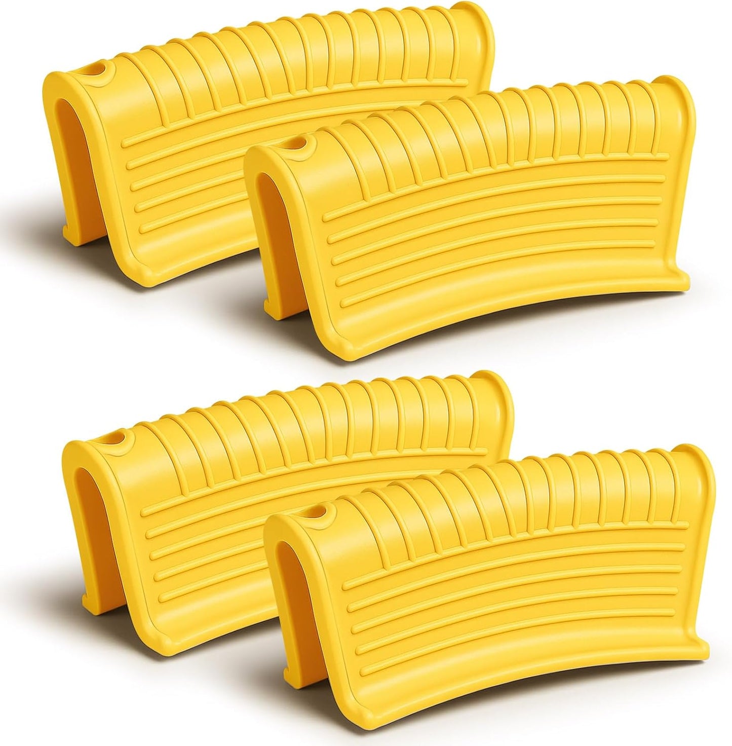 Patelai 4 Pcs Silicone Assist Hot Pan Handle Holder Pot Handle Covers for Cast Iron Skillets Holder Sleeve Nonslip Heat Resistant Pan Cover for Enameled Griddles Casserole Frying Cookware(Yellow)
