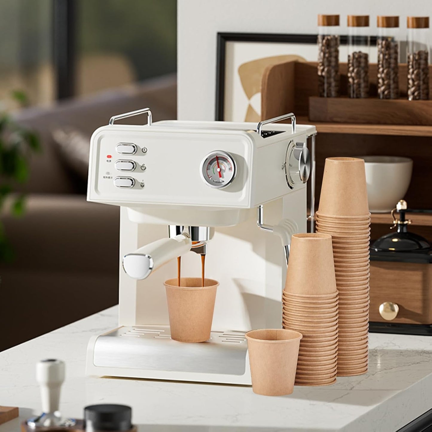 1200 Pack 3 oz Kraft Paper Cups, Disposable Bathroom Cups, Mini Mouthwash Cups, Hot/Cold Beverage Drinking Cup for Gargle Espresso Juice Medicine (Brown)