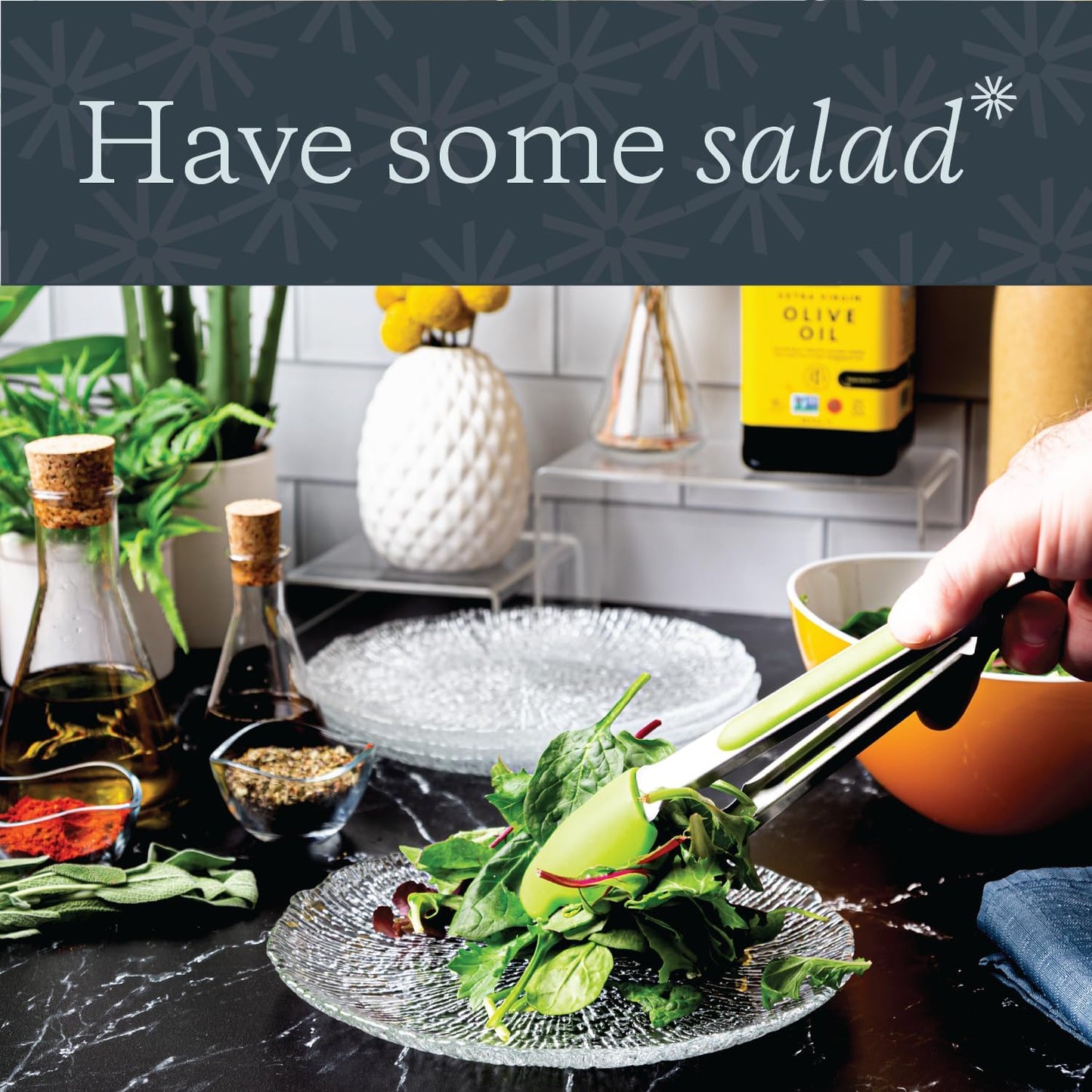 Vikko Salad Plate, Set of 6 Glass Plates, 8.5 Inch Dessert, Salad, Appetizer Plate, Elegant Textured Glass Design, Stackable Plates For Special Occasion, Dishwasher Safe