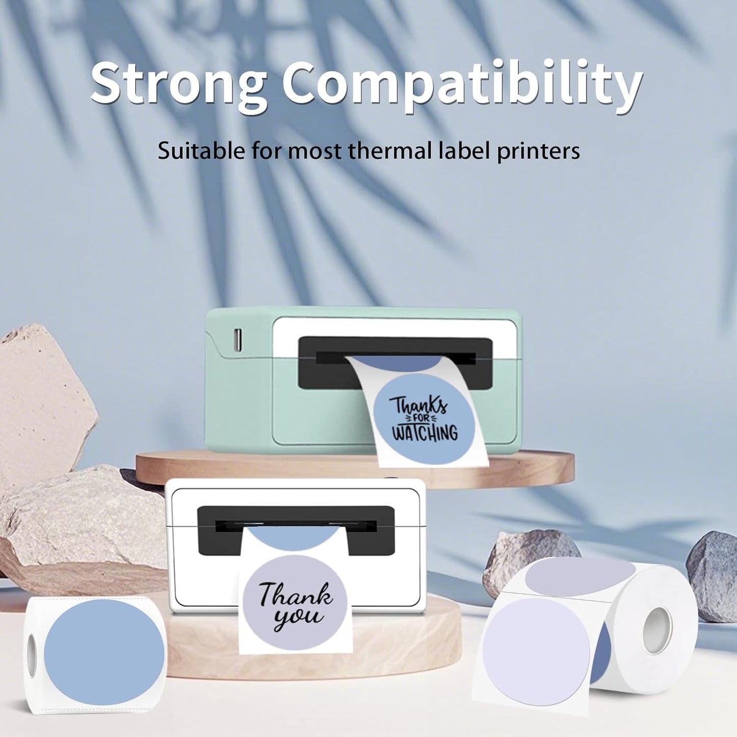 Thermal Label,3 Inch Purple Gradient Round Thermal Printer Sticker,Self-Adhesive Round Direct Thermal Labels,Thermal Stickers for DIY Logo Design,Name Tag (300 Labels/1 Roll)