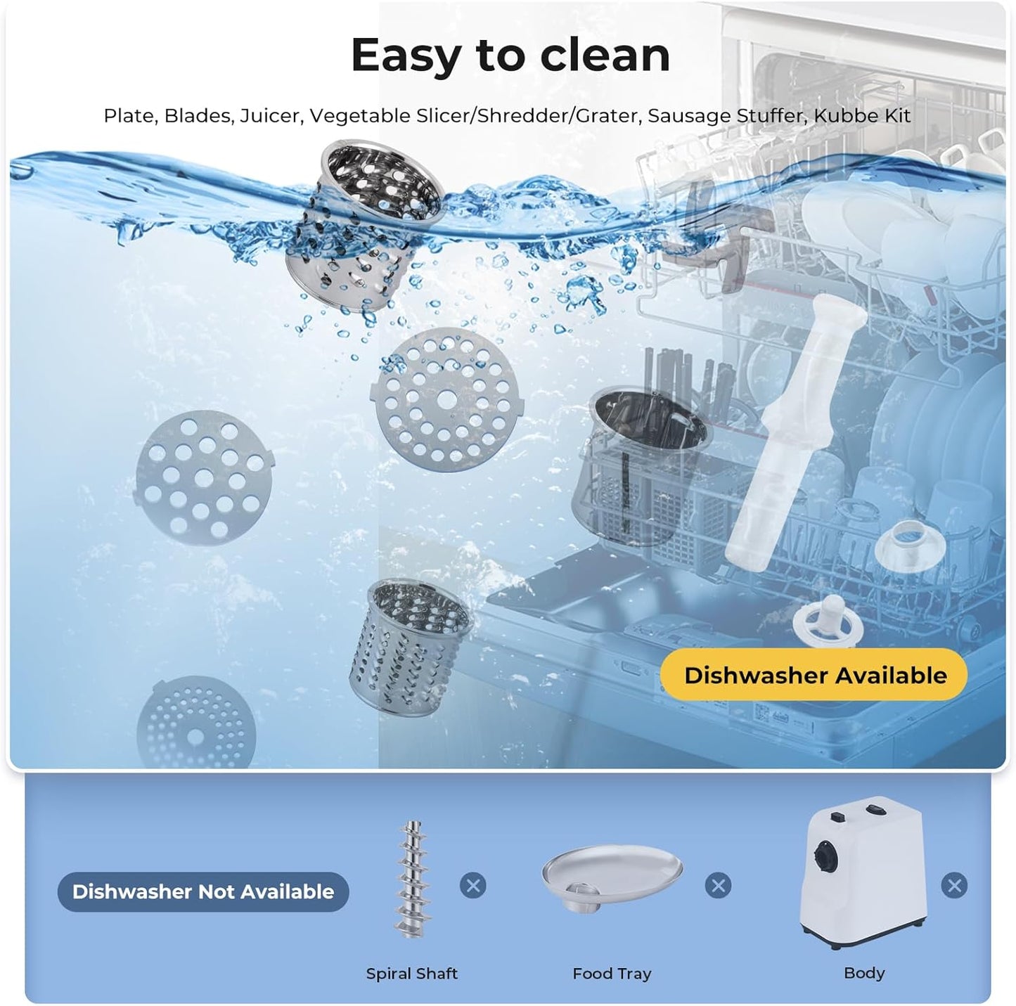 Meat Grinder Electric 9-In-1 Grinder 1700W For Meat with Attachments Sausage Maker, Kubbe Kit Stainless Steel Juicer, 3 Grinding Plates Meat Grinder for Home & Kitchen