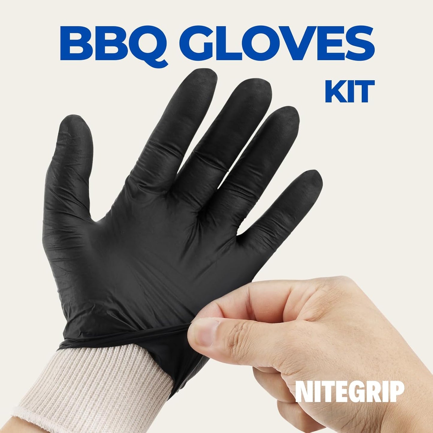 BBQ Gloves Set, 4 Reusable Cotton Glove Liners & 100 Disposable Nitrile Gloves, for Heat Resistant Cooking, Grilling Accessories, Food Prep & Smoker, Guantes de Barbacoa Nitrilo