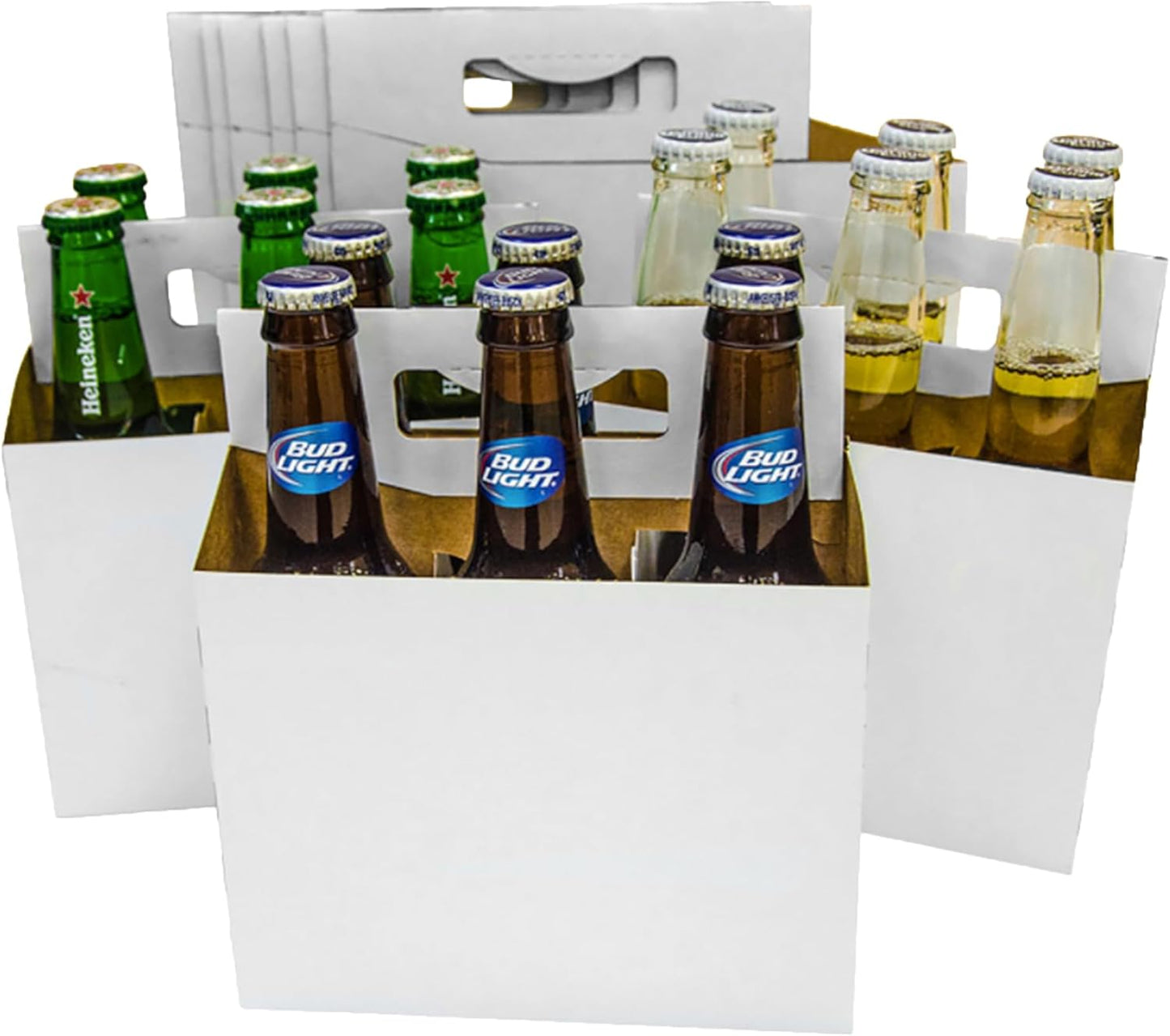 6pk Cardboard Carrier (White, 150ct) | Holds 6pk 12oz Bottles | FAST SAME DAY SHIPPING